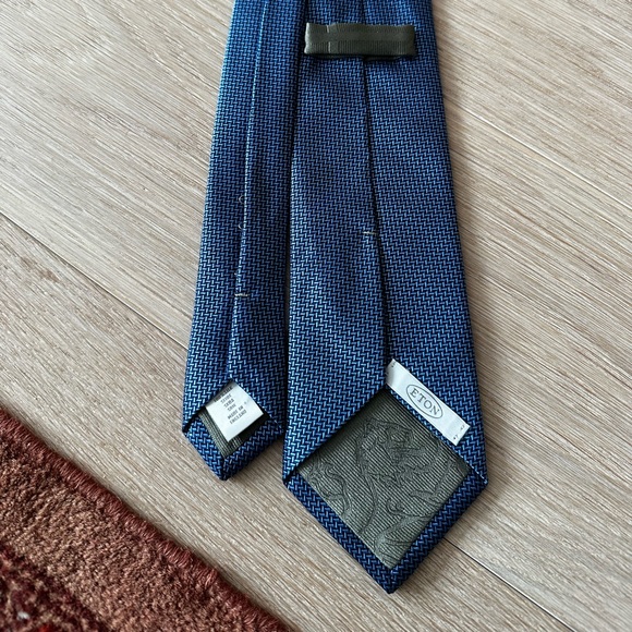 Eton Luxury Tie - Subtle Blue Herringbone Pattern - Made in England - Ex. Cond. - Picture 7 of 7